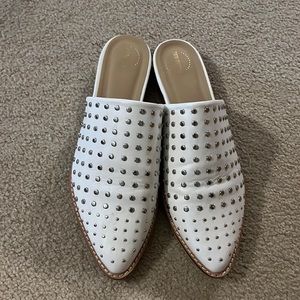 White studded mules